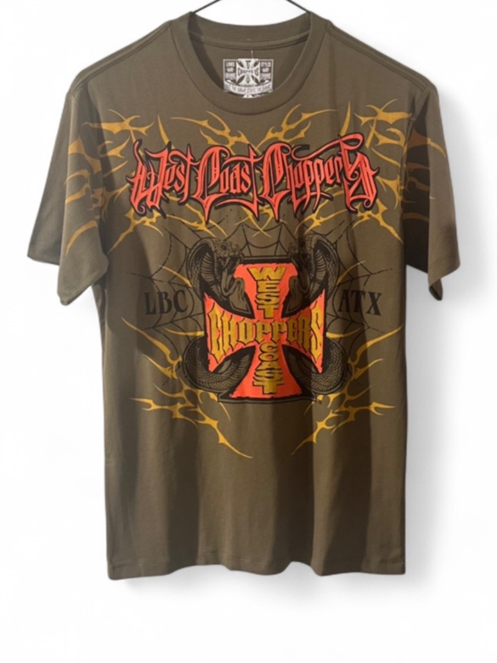 West Coast Choppers Olive Green Men’s Graphic T-Shirt Size Small